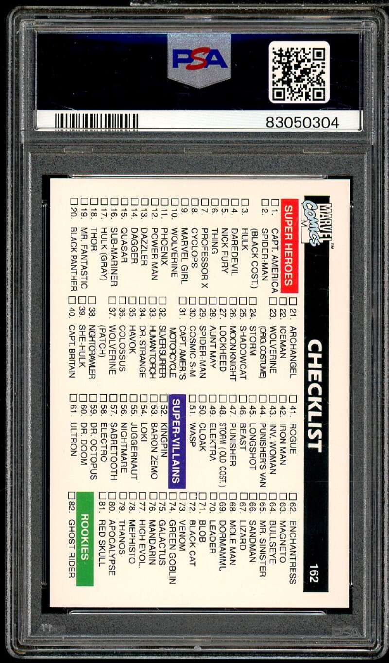 Checklist Card 1990 Marvel Universe #162 PSA 6 Image 2