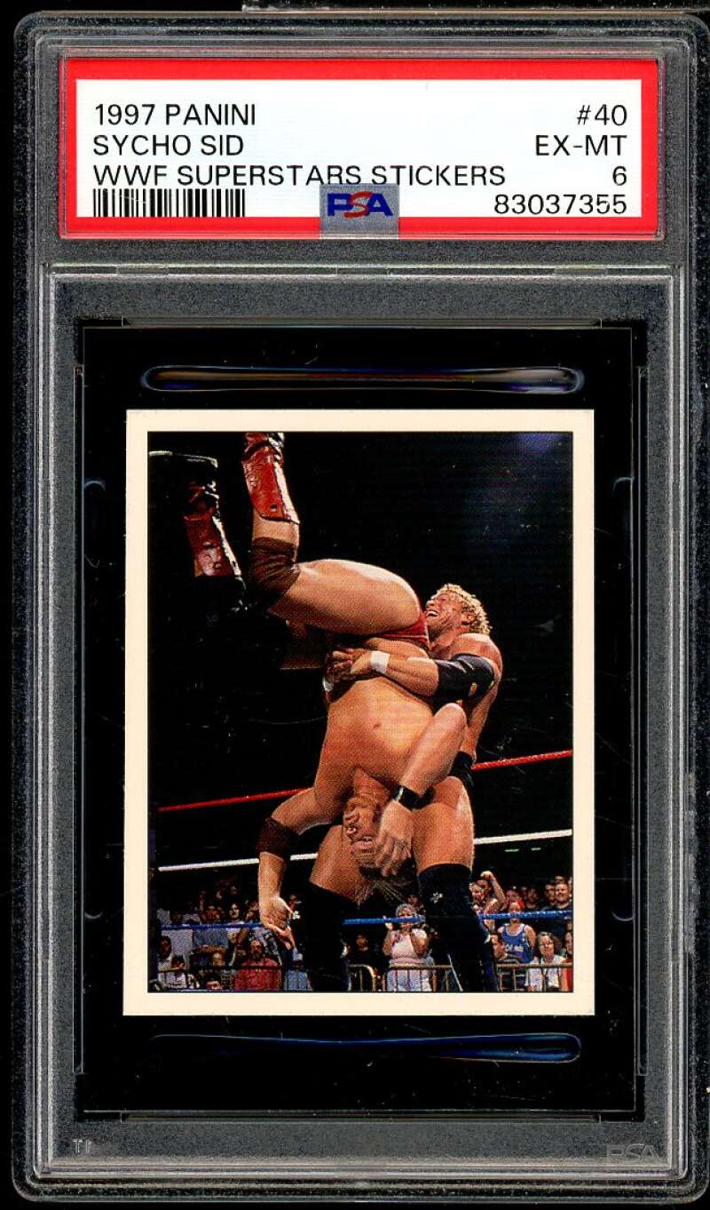 Sycho Sid Card 1997 Panini WWF Superstars Stickers #40 PSA 6 Image 1