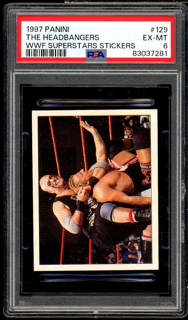 The Headbangers Card 1997 Panini WWF Superstars Stickers #129 PSA 6 Image 1