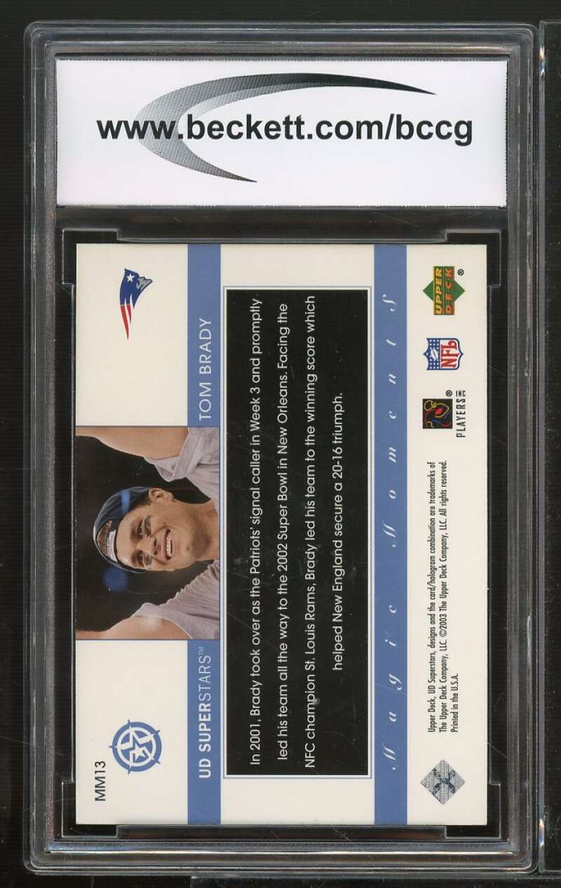 2002-03 UD Superstars #mm13 Tom Brady Card BGS BCCG 10 Mint+ Image 2