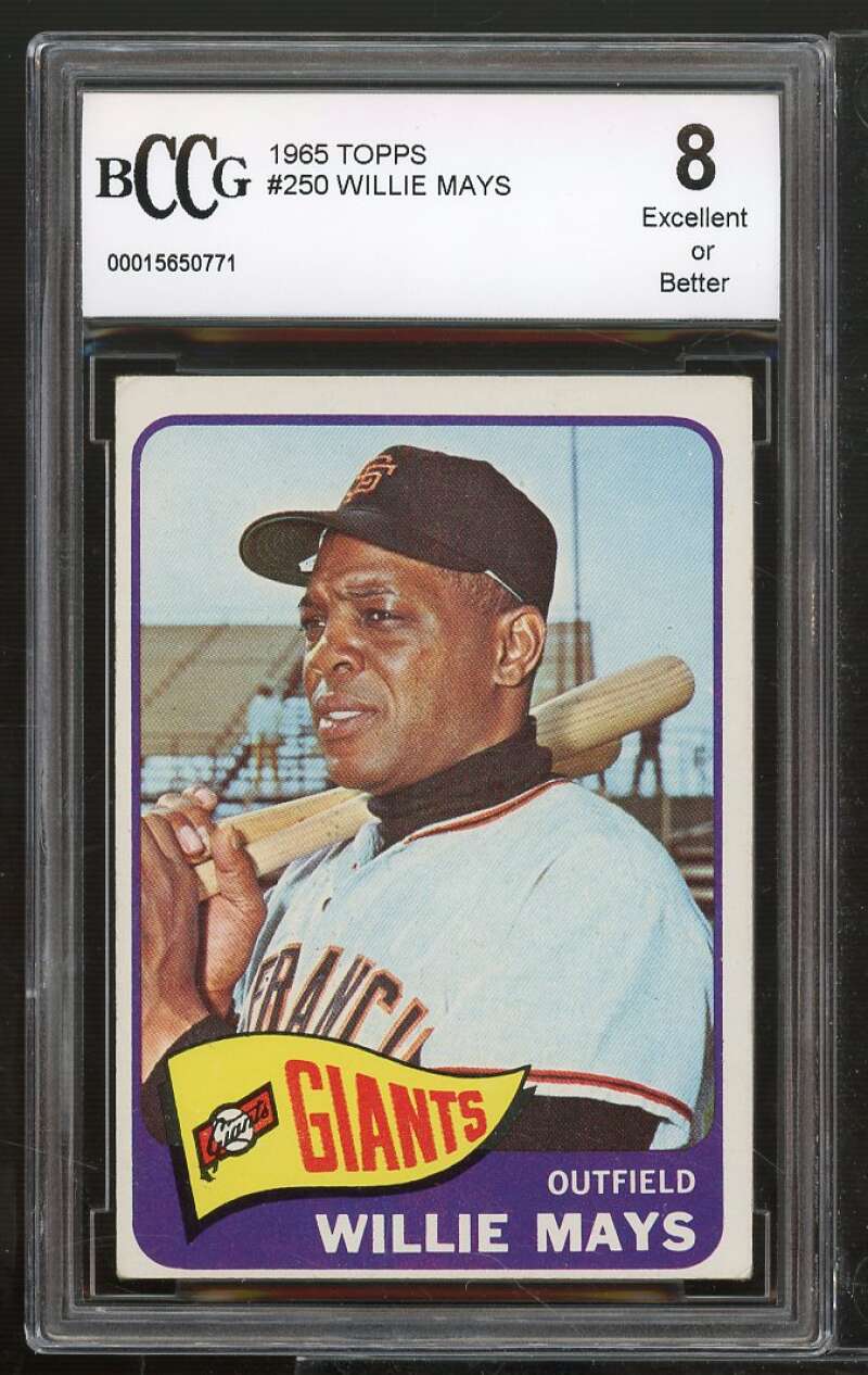 1965 Topps #250 Willie Mays Card BGS BCCG 8 Excellent+ Image 1