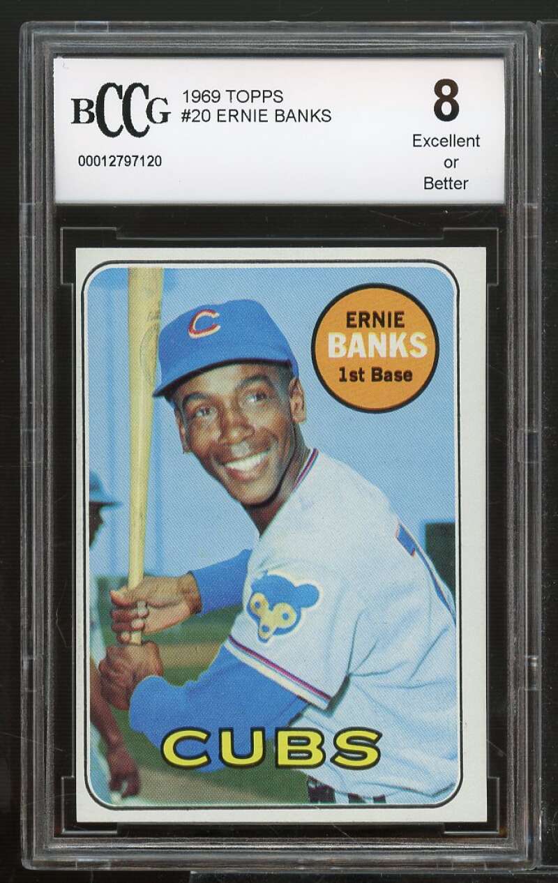 1969 Topps #20 Ernie Banks Card BGS BCCG 8 Excellent+ Image 1