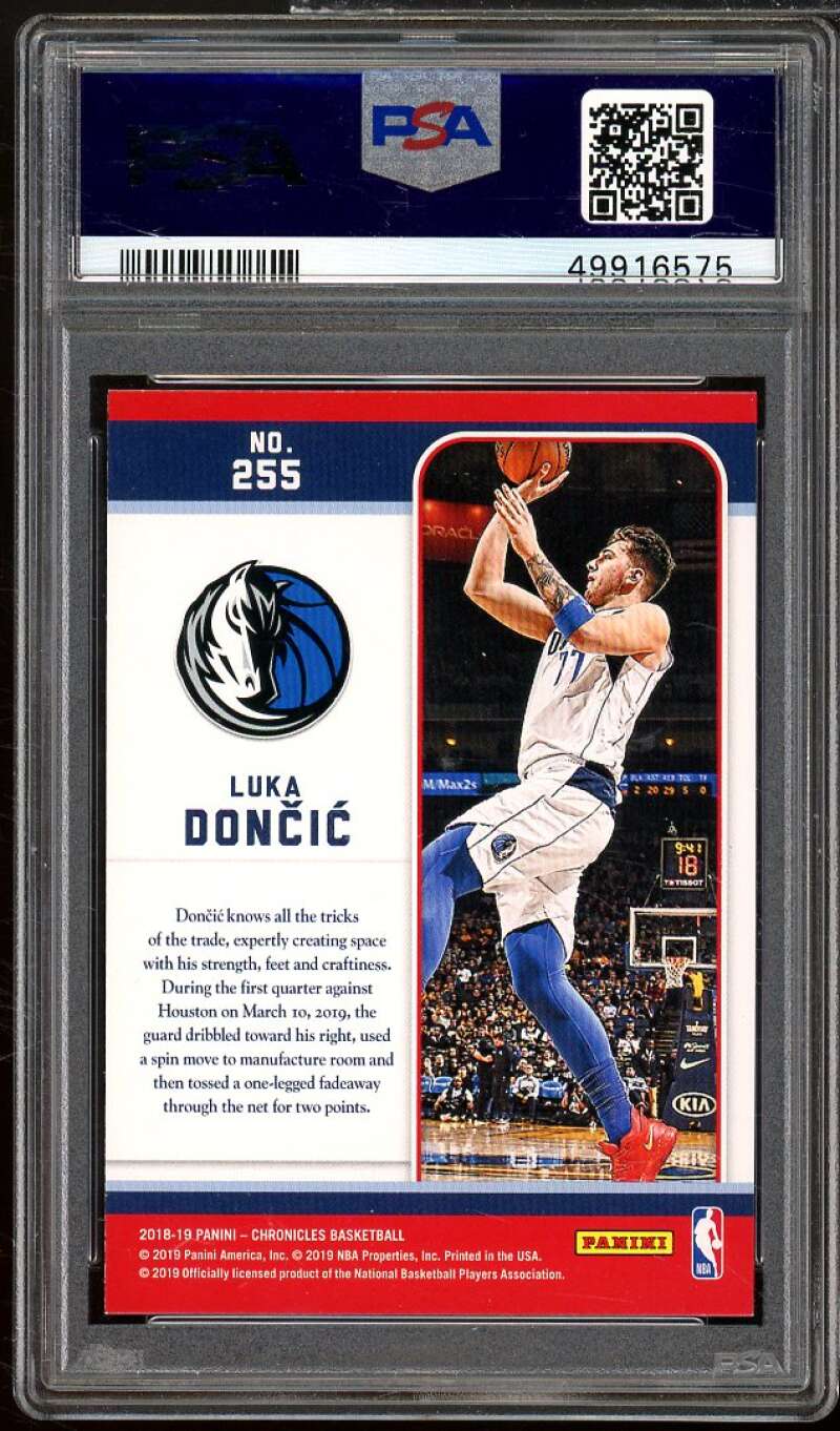 Luka Doncic Rookie Card 2018-19 Panini Chronicles Pink #255 PSA 9 Image 2