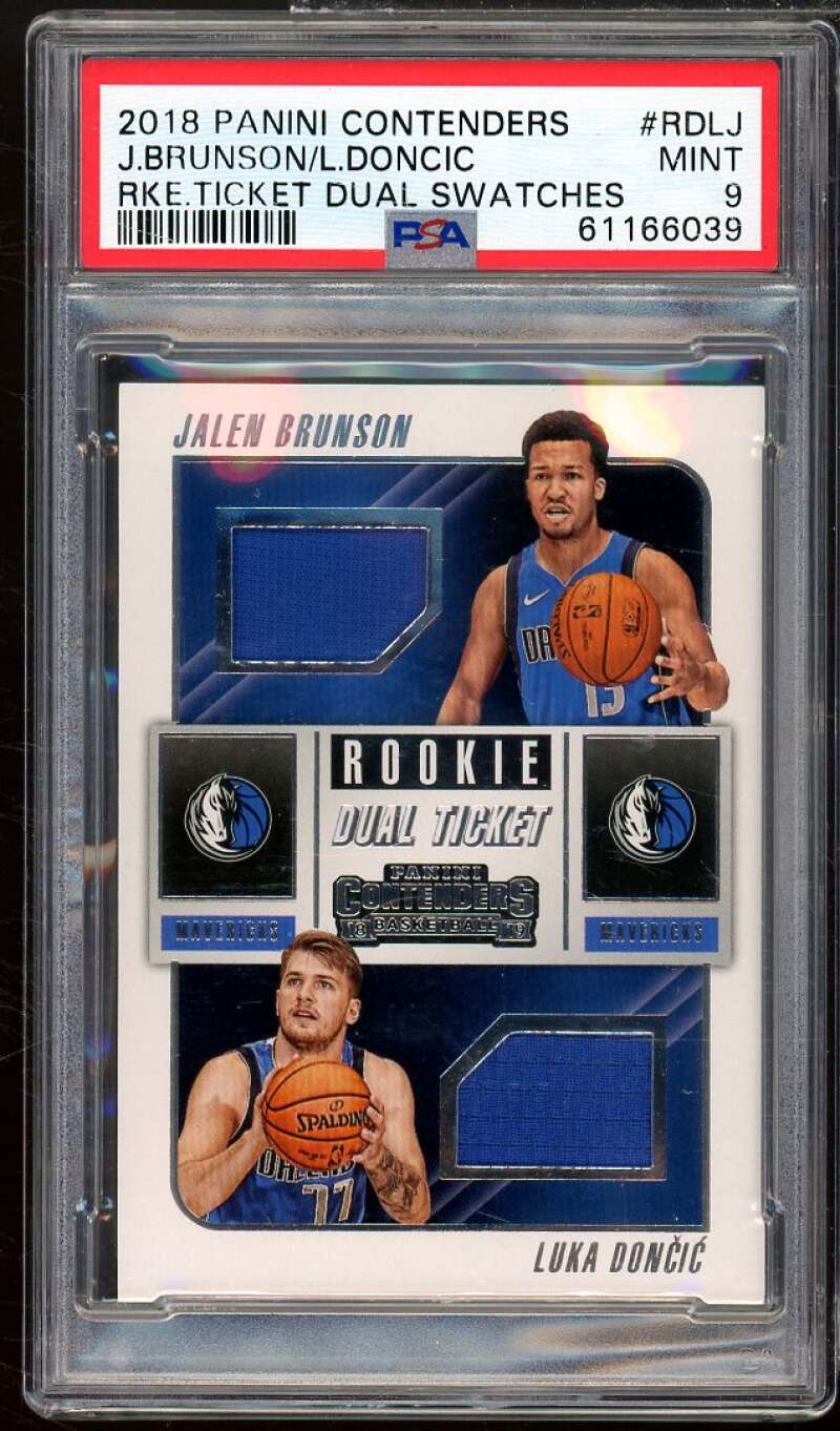 Brunson/Luka Doncic Rookie 2018-19 Contenders Ticket Dual Swatches #rdlj PSA 9 Image 1