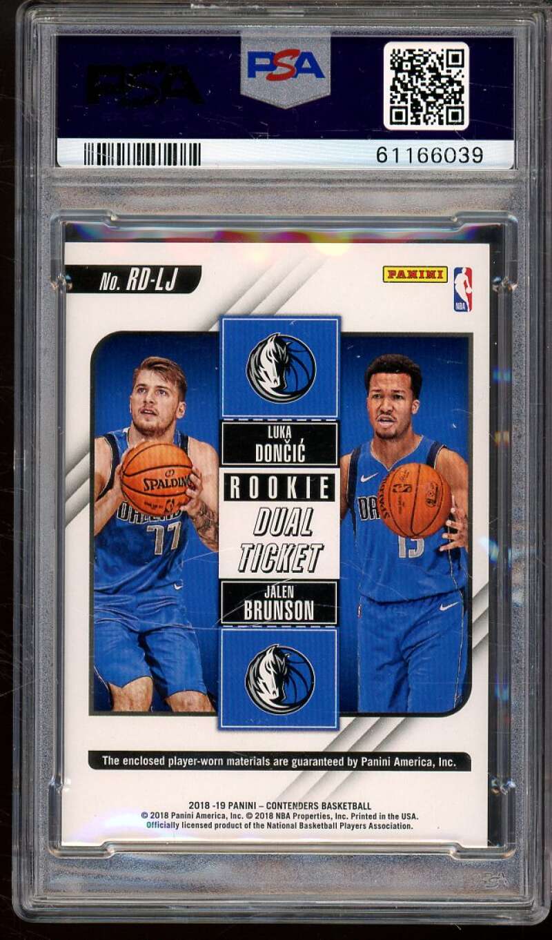 Brunson/Luka Doncic Rookie 2018-19 Contenders Ticket Dual Swatches #rdlj PSA 9 Image 2