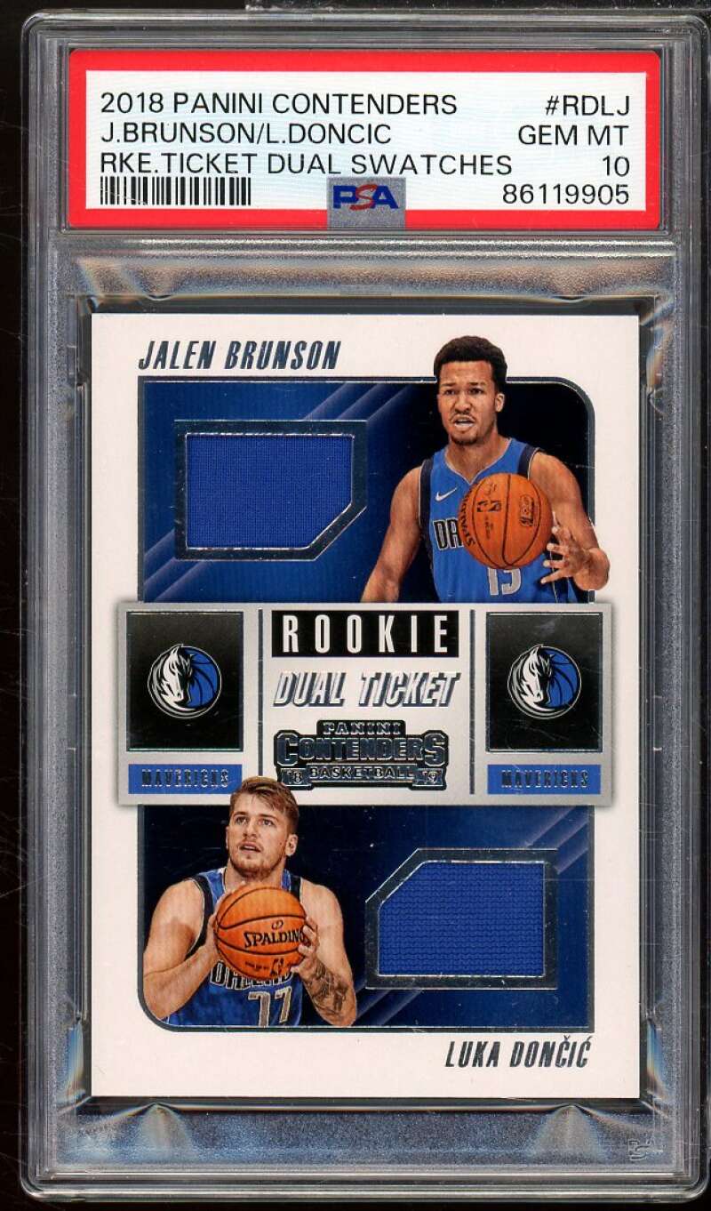 Brunson/Luka Doncic Rookie 2018-19 Contenders Ticket Dual Swatches #rdlj PSA 10 Image 1