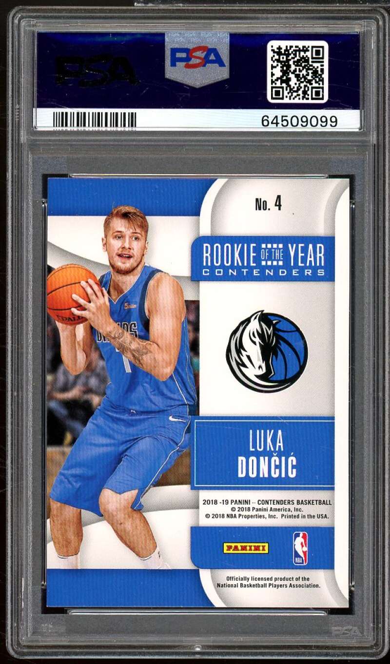 Luka Doncic Rookie Card 2018-19 Panini Contenders ROY Contenders #4 PSA 9 Image 2