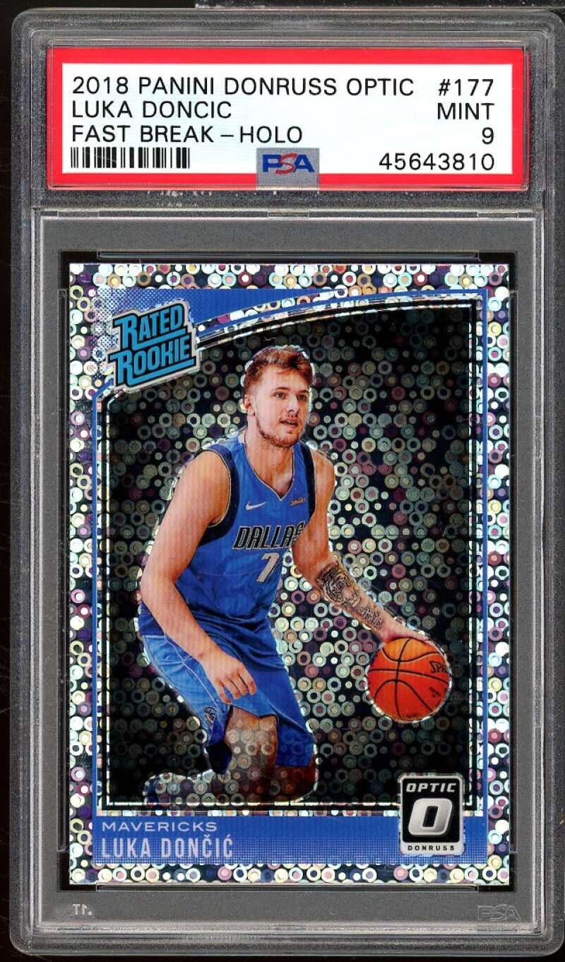 Luka Doncic Rookie Card 2018-19 Panini Donruss Optic Fast Break Holo #177 PSA 9 Image 1