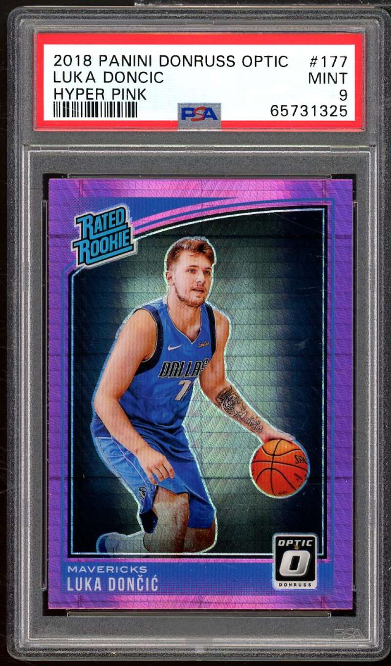 Luka Doncic Rookie Card 2018-19 Panini Donruss Optic Hyper Pink #177 PSA 9 Image 1