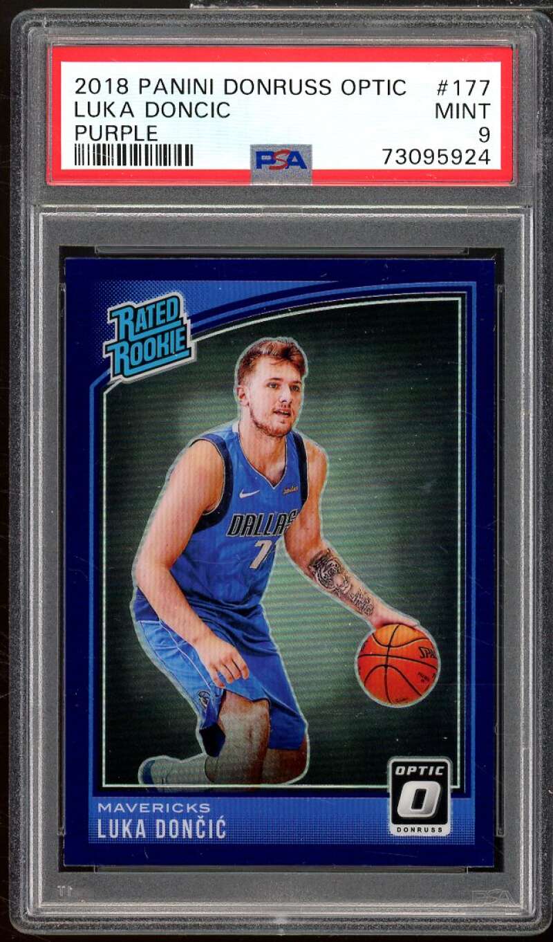 Luka Doncic Rookie Card 2018-19 Panini Donruss Optic Purple #177 PSA 9 Image 1