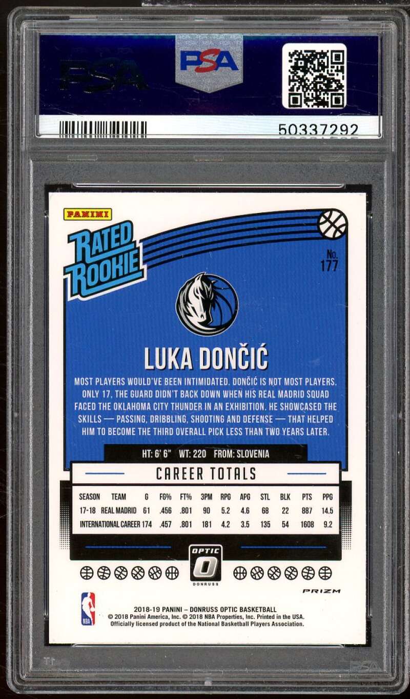 Luka Doncic Rookie Card 2018-19 Panini Donruss Optic Shock #177 PSA 8 Image 2