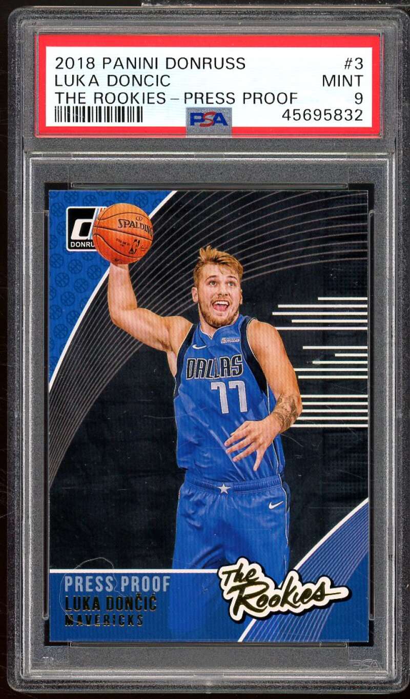 Luka Doncic Rookie Card 2018-19 Panini Donruss The Rookies Press Proof #3 PSA 9 Image 1