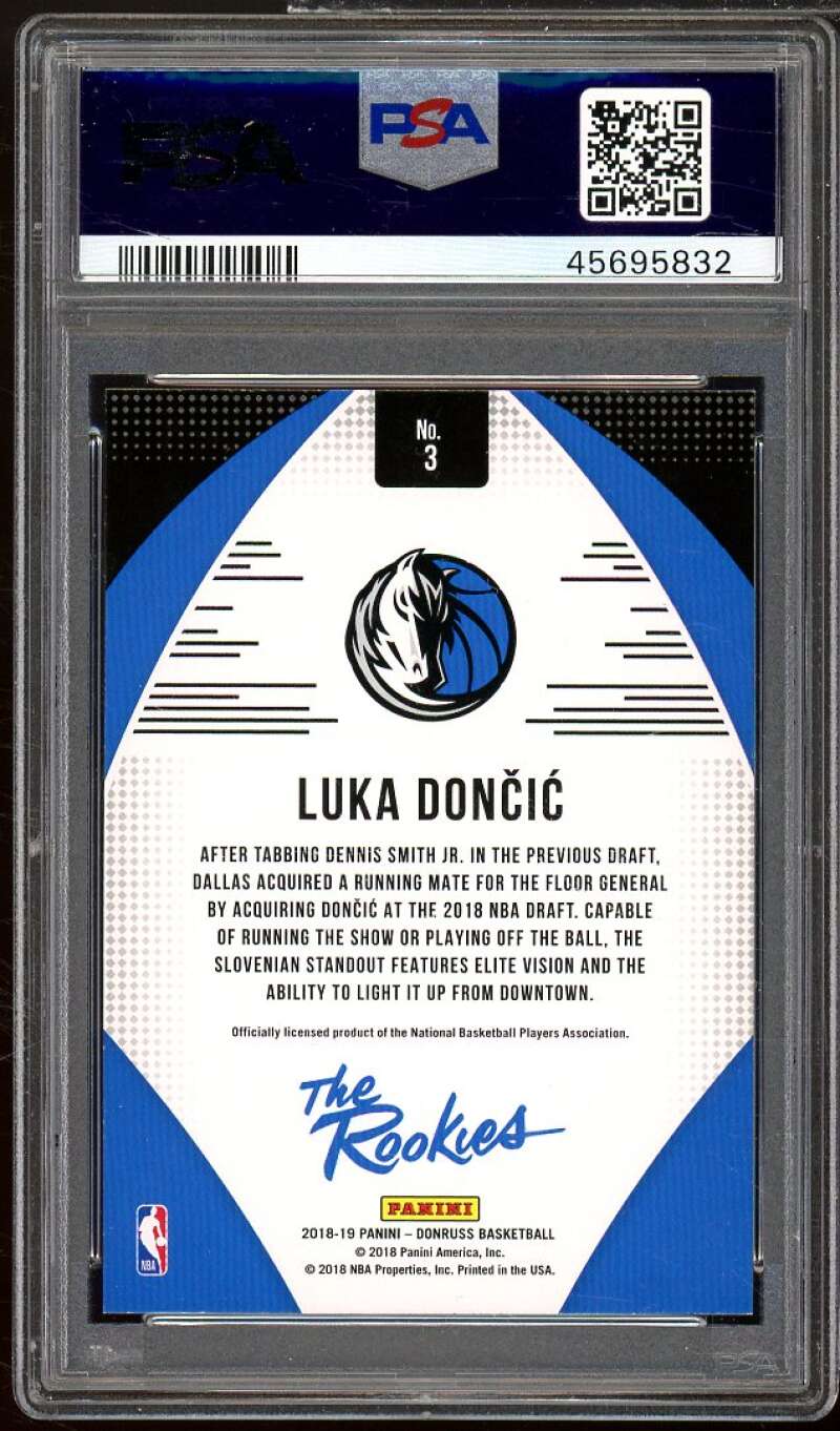 Luka Doncic Rookie Card 2018-19 Panini Donruss The Rookies Press Proof #3 PSA 9 Image 2