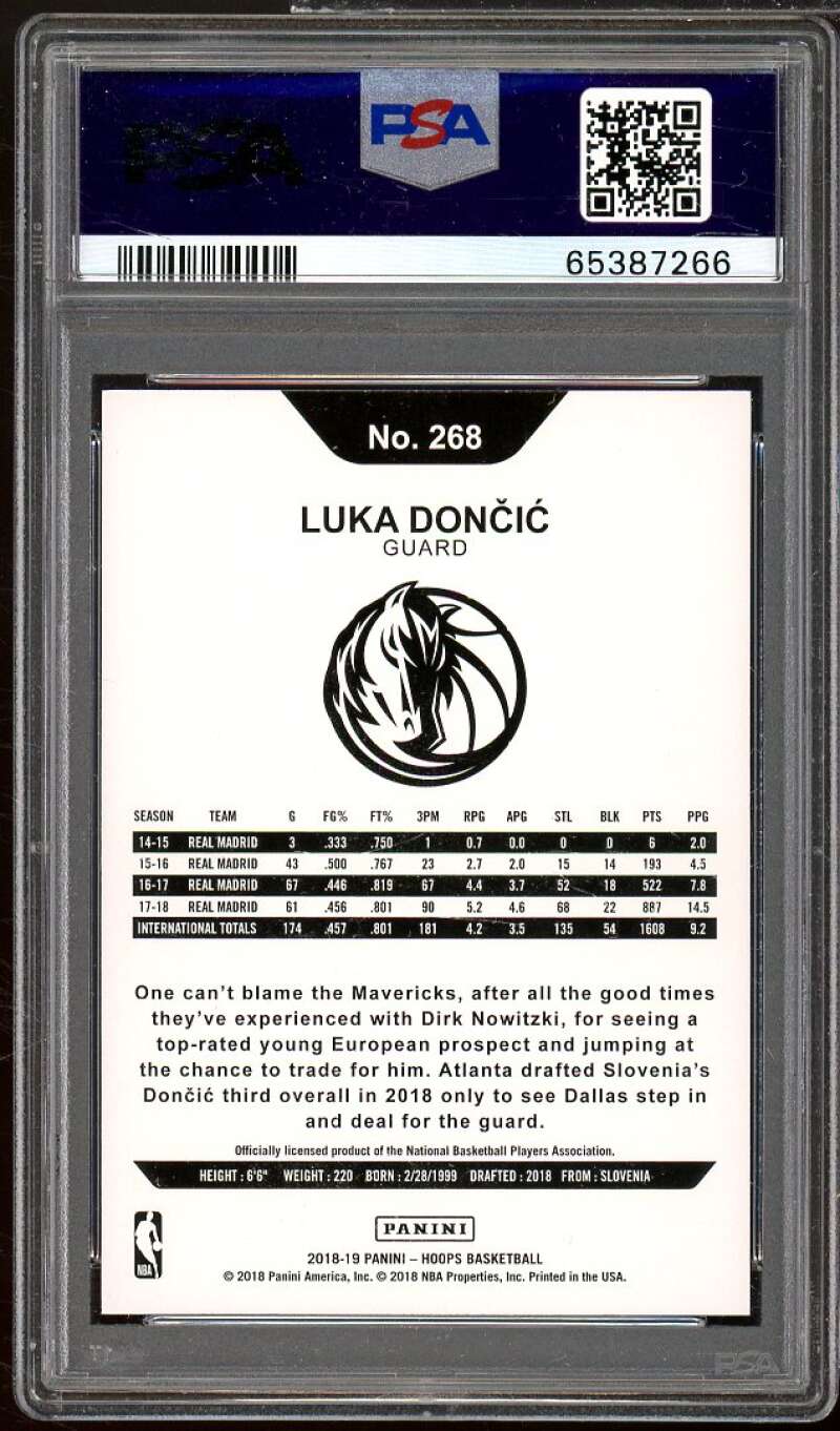 Luka Doncic Rookie Card 2018-19 Hoops Winter #268 PSA 9 Image 2