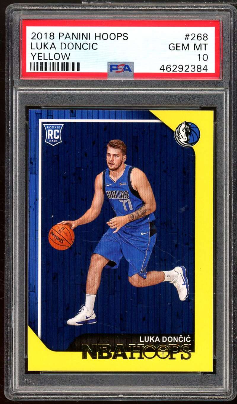 Luka Doncic Rookie Card 2018-19 Hoops Yellow #268 PSA 10 Image 1