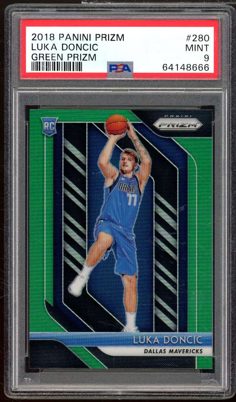 Luka Doncic Rookie Card 2018-19 Panini Prizm Green Prizms #280 PSA 9 Image 1