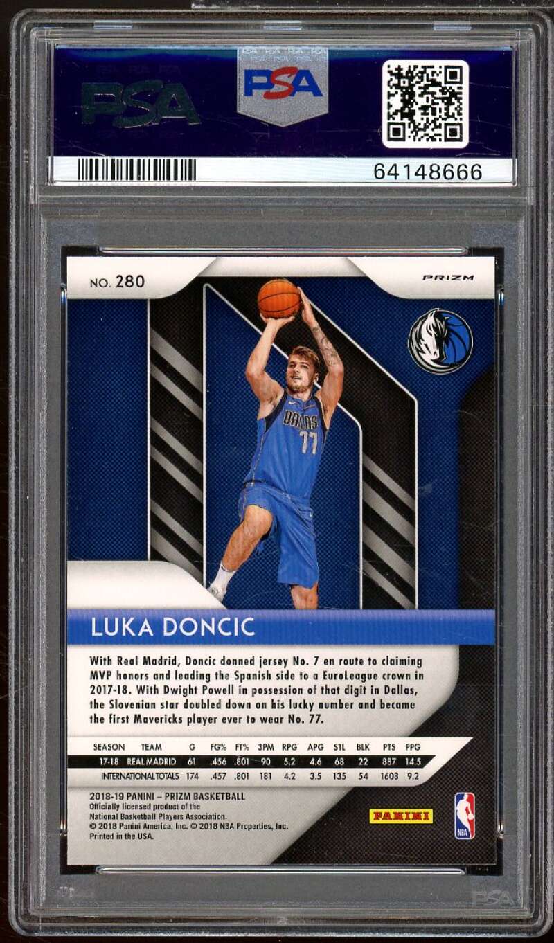 Luka Doncic Rookie Card 2018-19 Panini Prizm Green Prizms #280 PSA 9 Image 2