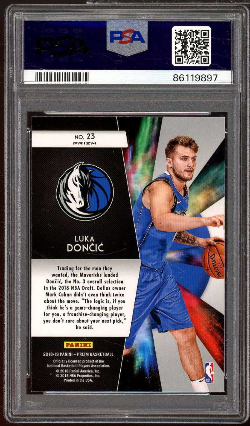 Luka Doncic Rookie 2018-19 Panini Prizm Freshman Phenoms Green Prizm #23 PSA 10 Image 2