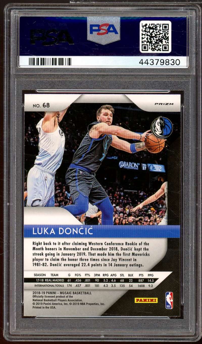 Luka Doncic Rookie Card 2018-19 Panini Prizm Mosaic #68 PSA 10 Image 2