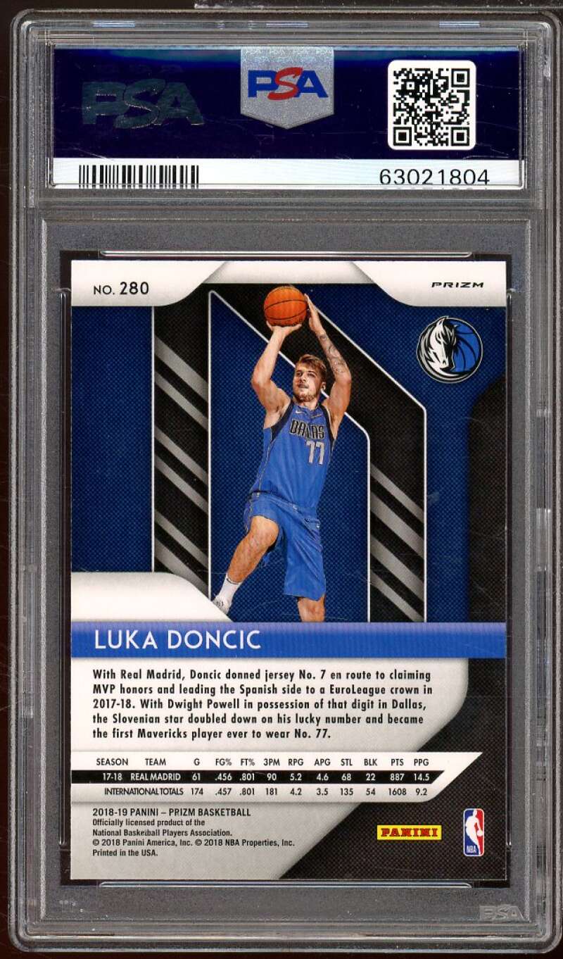 Luka Doncic Rookie Card 2018-19 Panini Prizm Pink Ice #280 PSA 9 Image 2