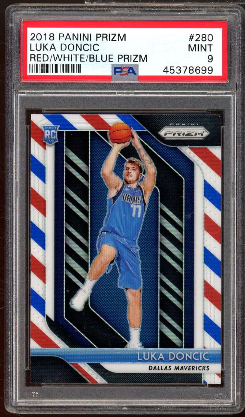 Luka Doncic Rookie Card 2018-19 Panini Prizm Red White Blue #280 PSA 9 Image 1