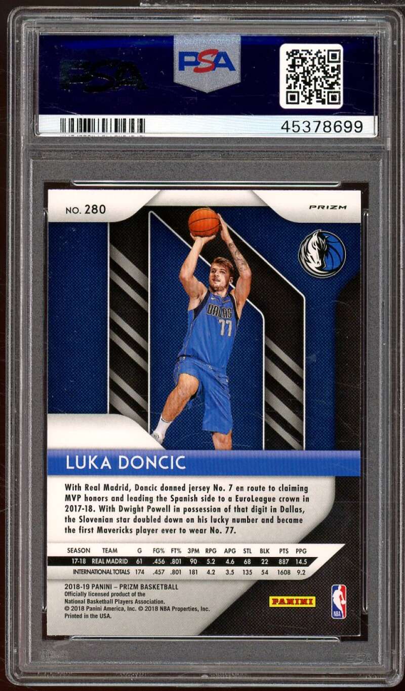 Luka Doncic Rookie Card 2018-19 Panini Prizm Red White Blue #280 PSA 9 Image 2