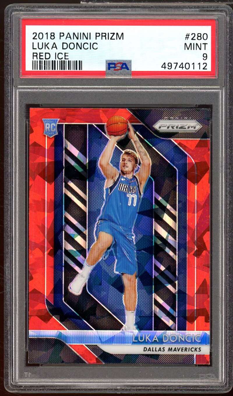 Luka Doncic Rookie Card 2018-19 Panini Prizm Red Ice #280 PSA 9 Image 1