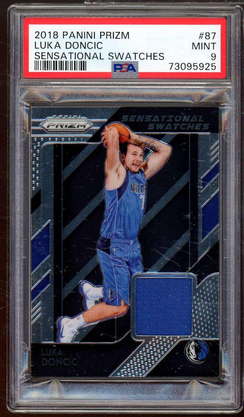 Luka Doncic Rookie Card 2018-19 Panini Prizm Sensational Swatches #87 PSA 9 Image 1