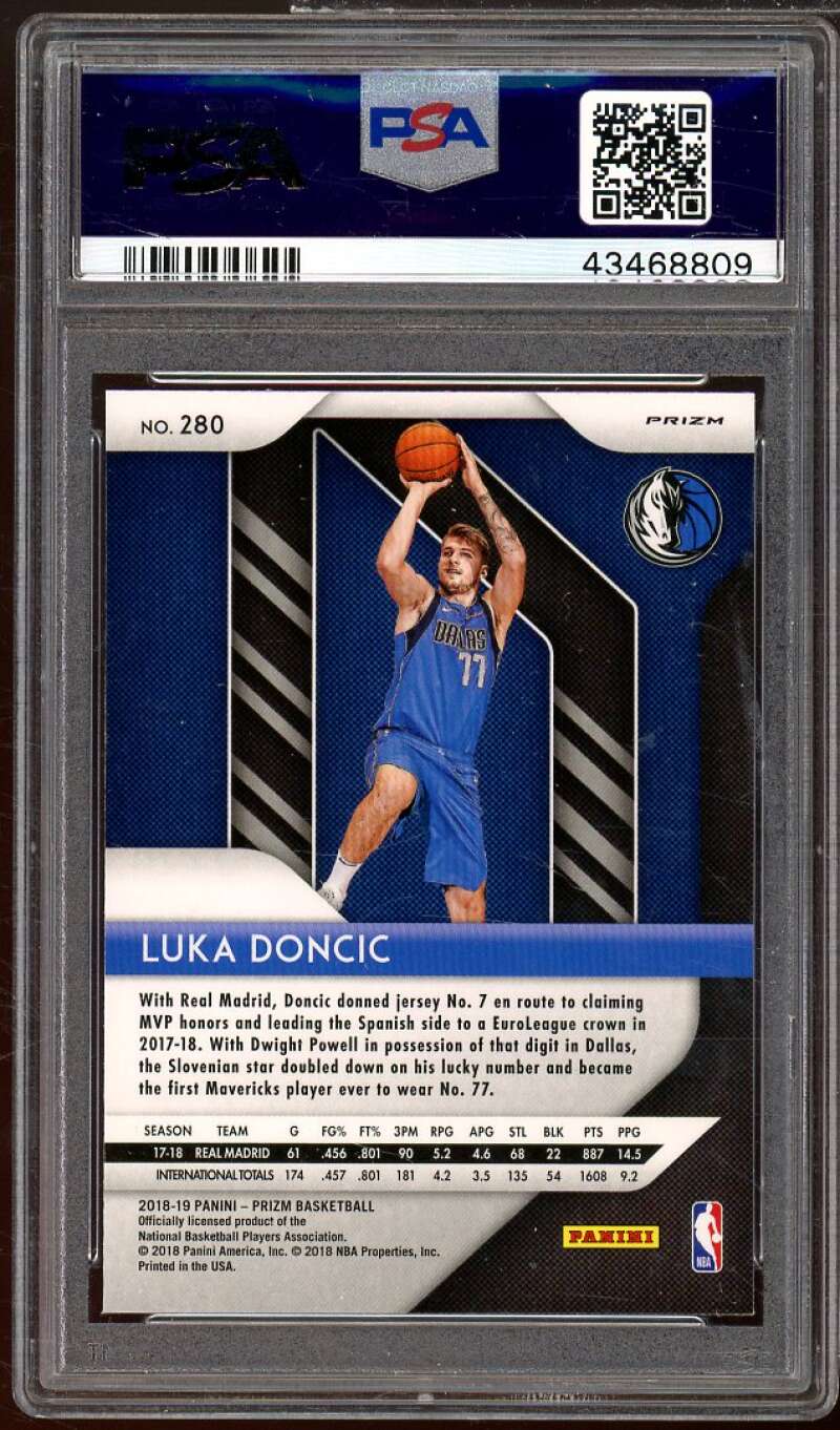 Luka Doncic Rookie Card 2018-19 Panini Prizm Ruby Wave #280 PSA 9 Image 2