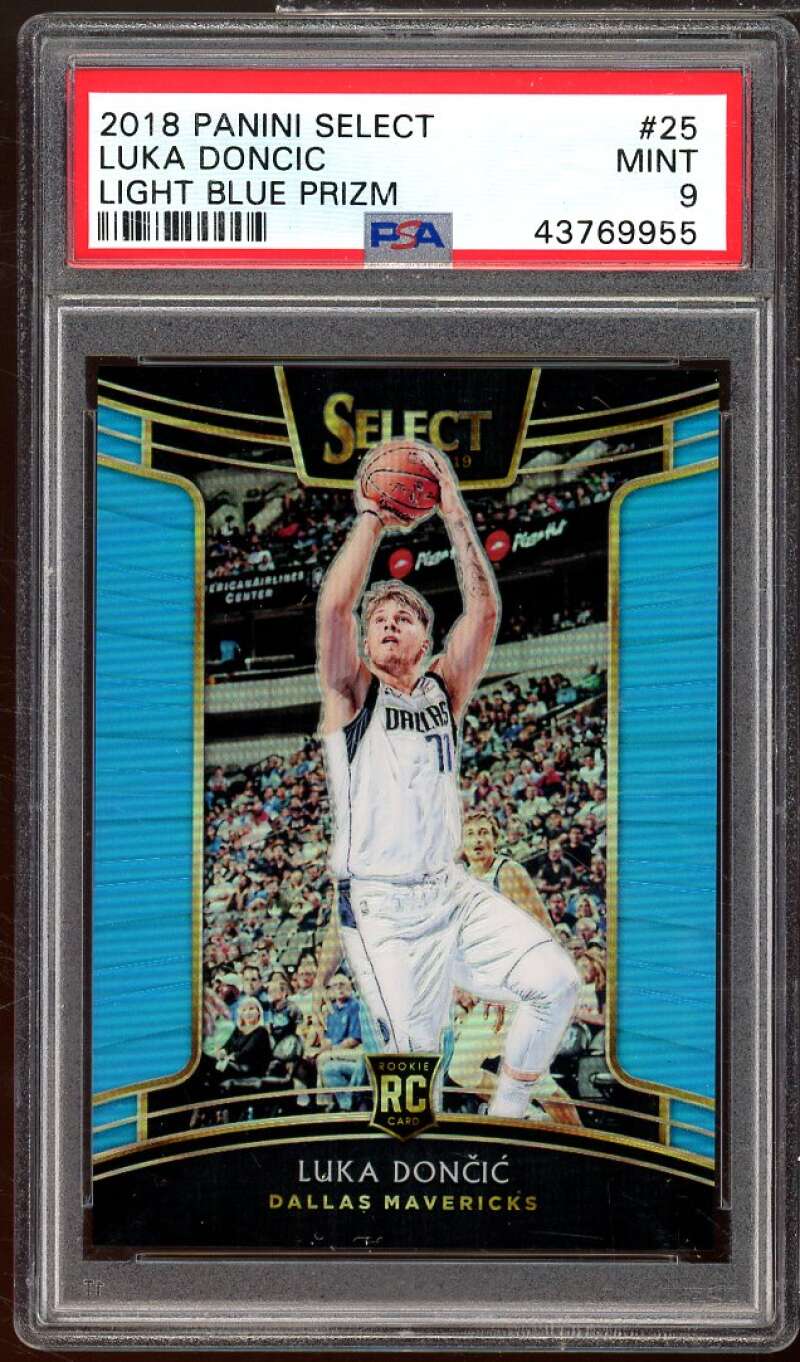 Luka Doncic Rookie Card 2018-19 Panini Select Light Blue Prizm #25 PSA 9 Image 1