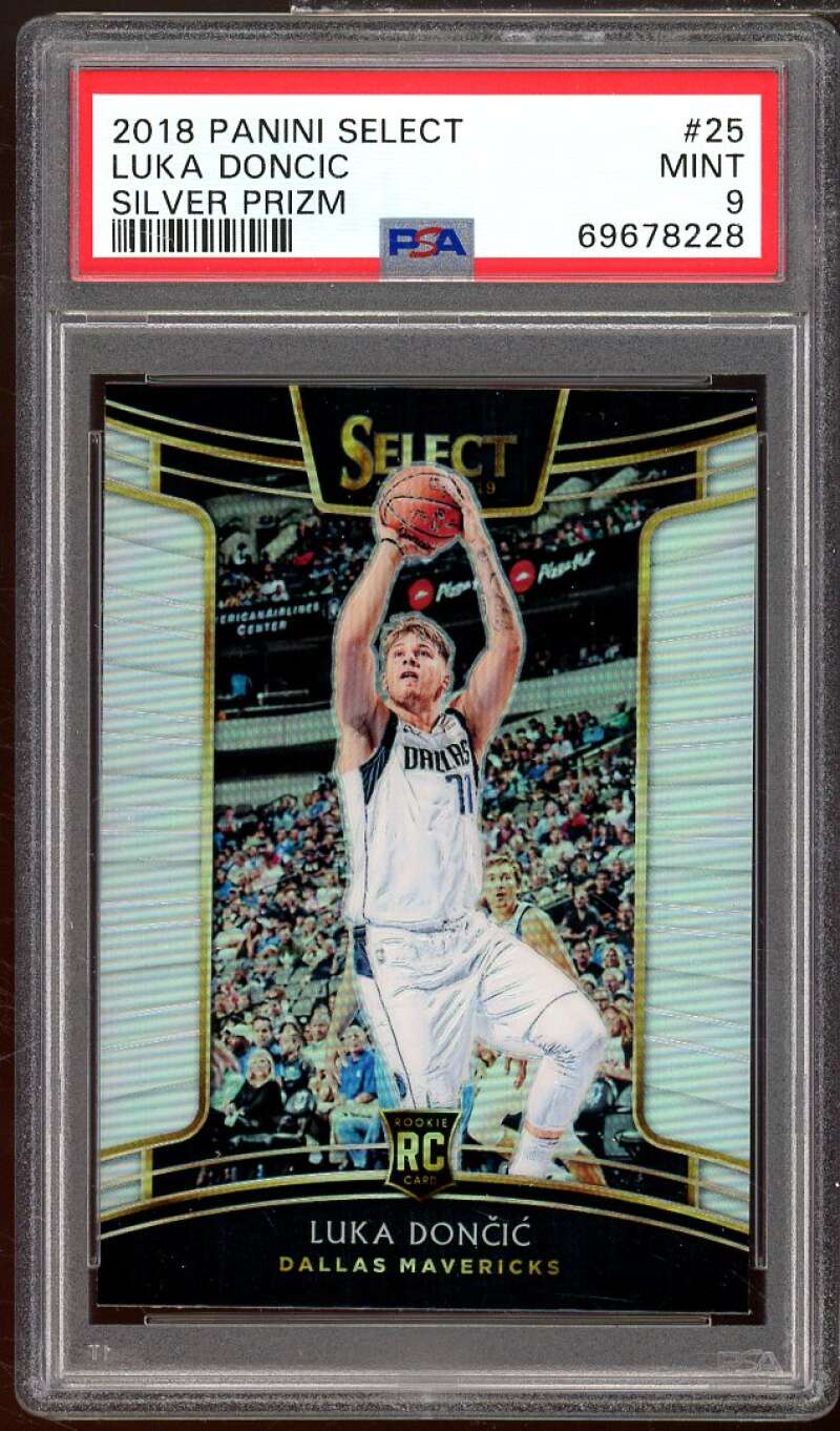 Luka Doncic Rookie Card 2018-19 Panini Select Silver Prizm #25 PSA 9 Image 1