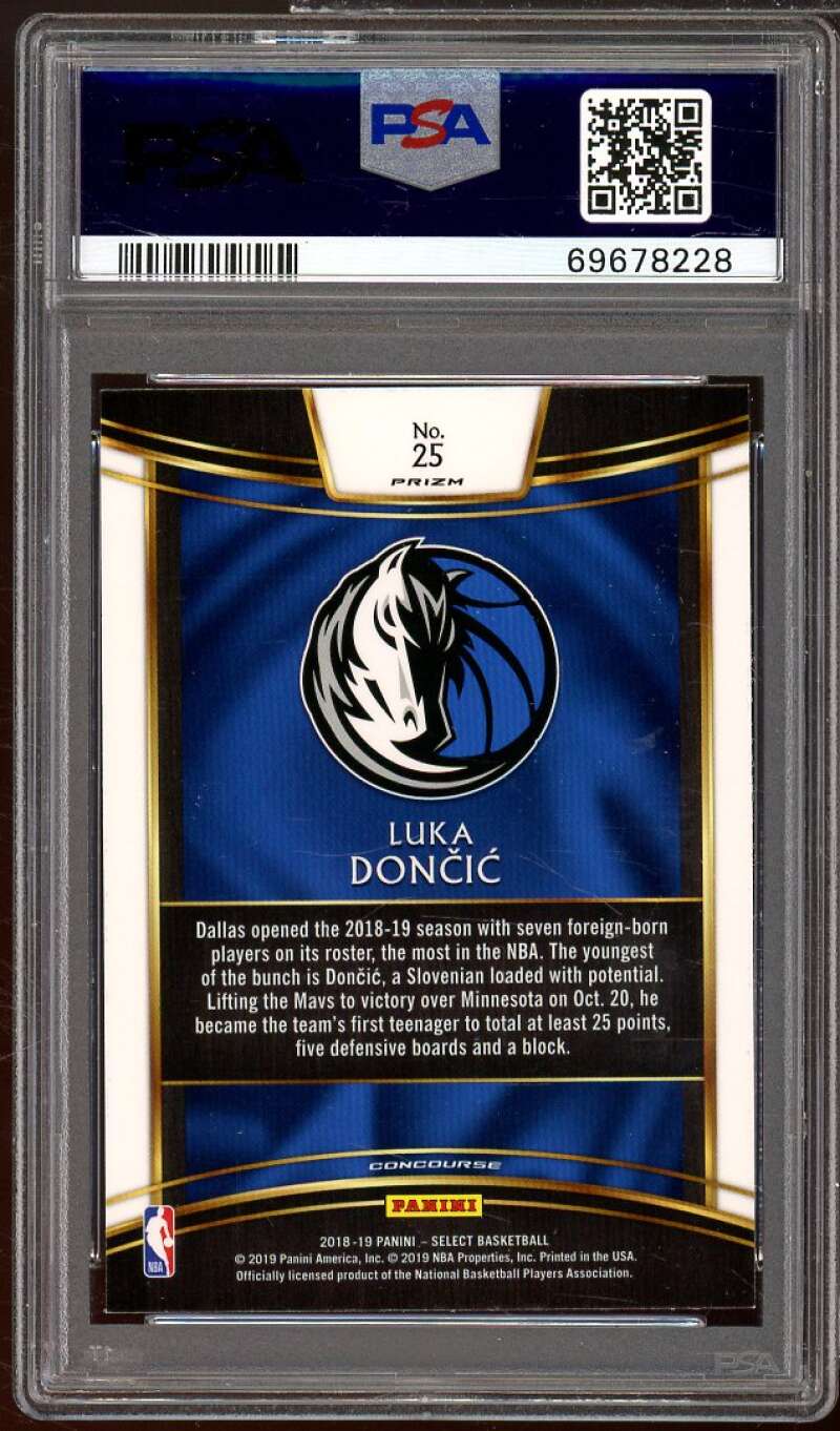 Luka Doncic Rookie Card 2018-19 Panini Select Silver Prizm #25 PSA 9 Image 2