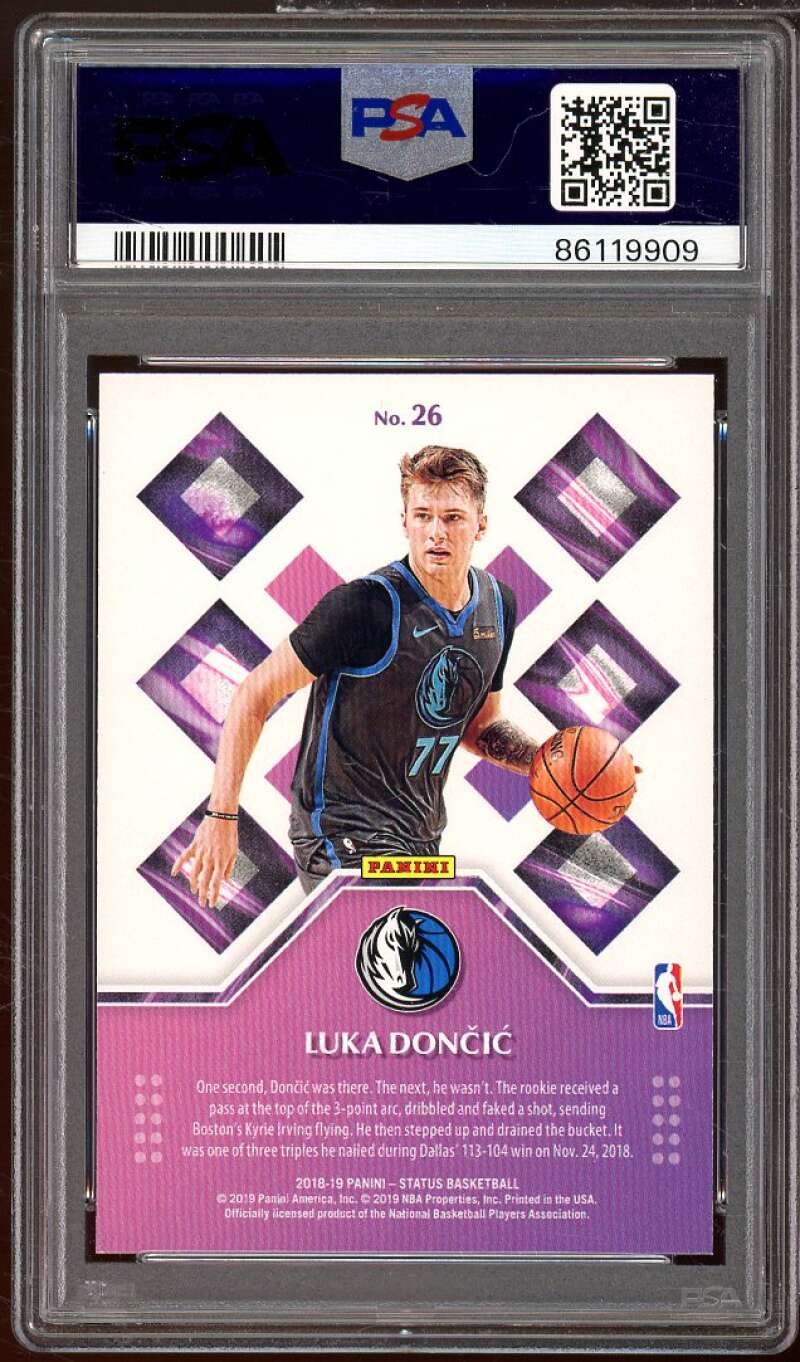 Luka Doncic Rookie Card 2018-19 Panini Status Rookie Credentials #26 PSA 9 Image 2