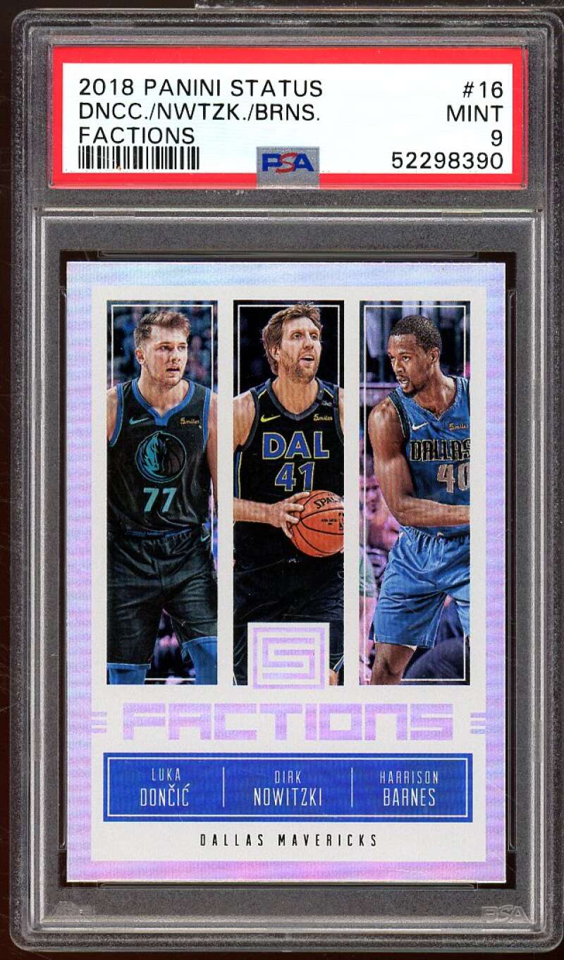 Nowitzki / Barnes / Luka Doncic Rookie 2018-19 Panini Status Factions #16 PSA 9 Image 1