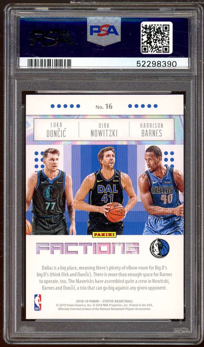 Nowitzki / Barnes / Luka Doncic Rookie 2018-19 Panini Status Factions #16 PSA 9 Image 2