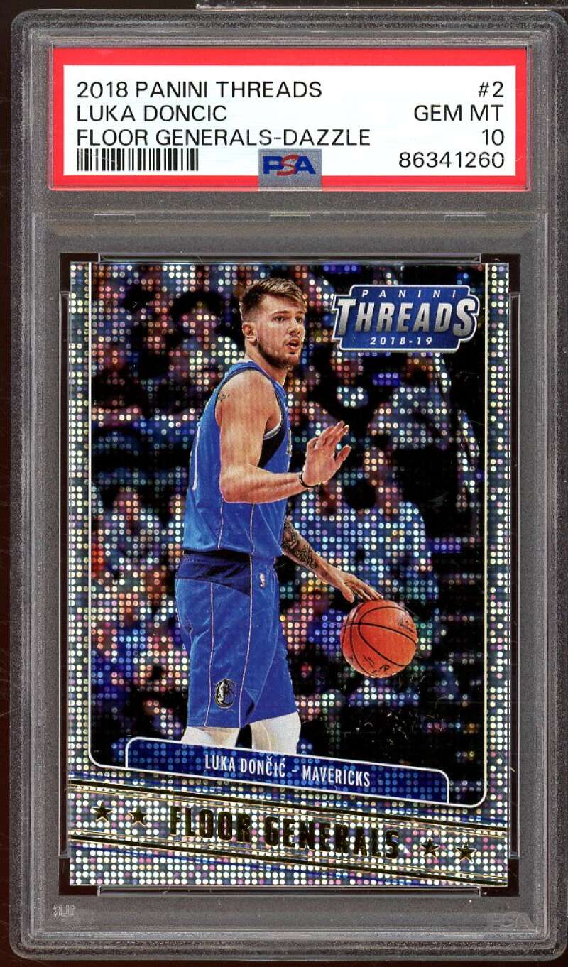 Luka Doncic Rookie Card 2018-19 Panini Threads Floor Generals Dazzle #2 PSA 10 Image 1