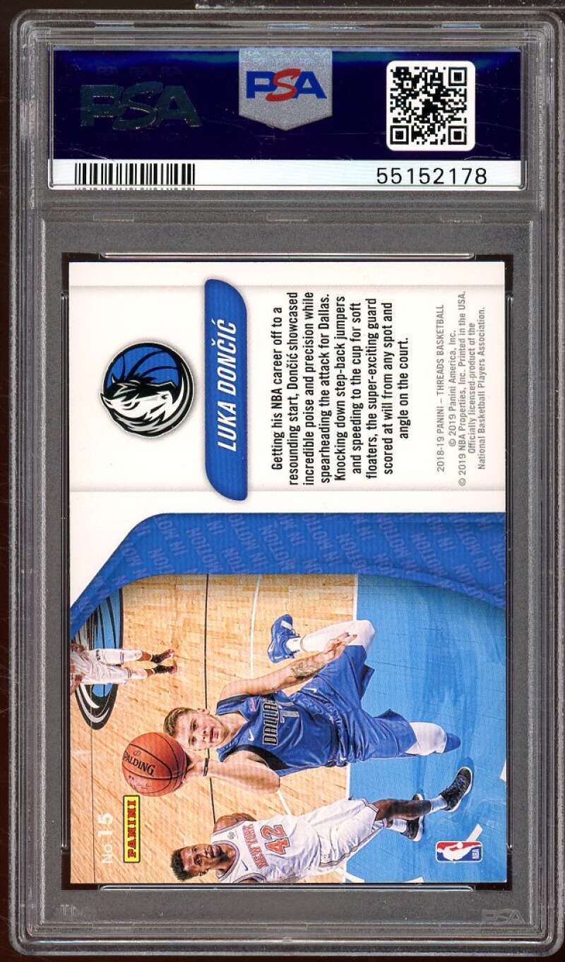 Luka Doncic Rookie Card 2018-19 Panini Threads In Motion #15 PSA 9 Image 2