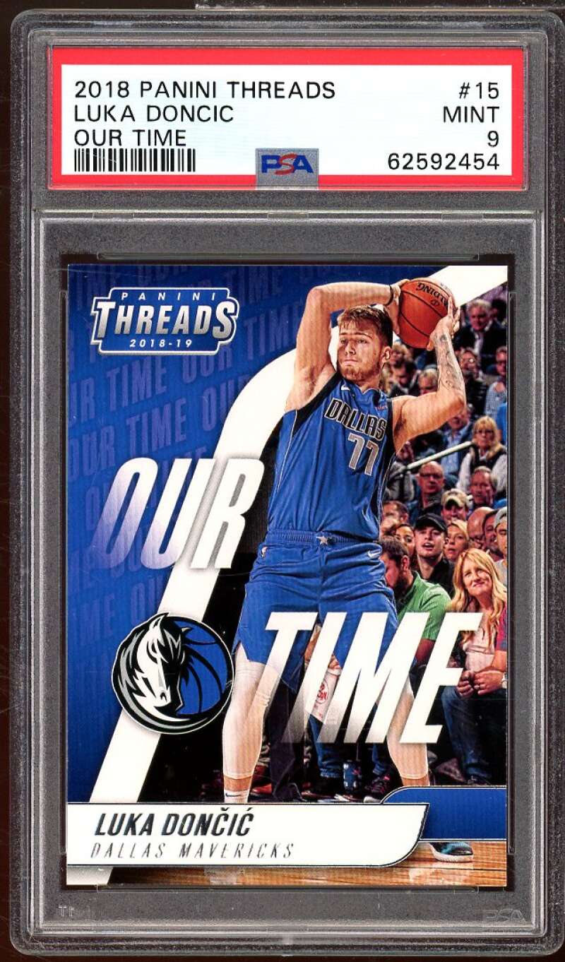 Luka Doncic Rookie Card 2018-19 Panini Threads Our Time #15 PSA 9 Image 1