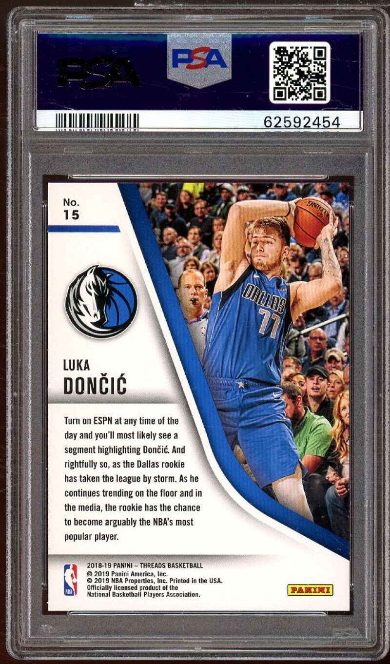 Luka Doncic Rookie Card 2018-19 Panini Threads Our Time #15 PSA 9 Image 2