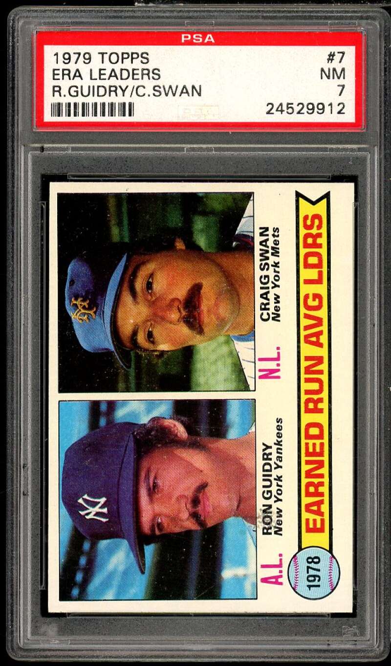 Craig Swan/Ron Guidry Card 1979 Topps ERA Leaders #7 PSA 7 Image 1