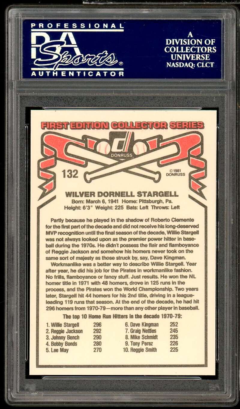 Willie Stargell Card 1981 Donruss #132 PSA 6 Image 2