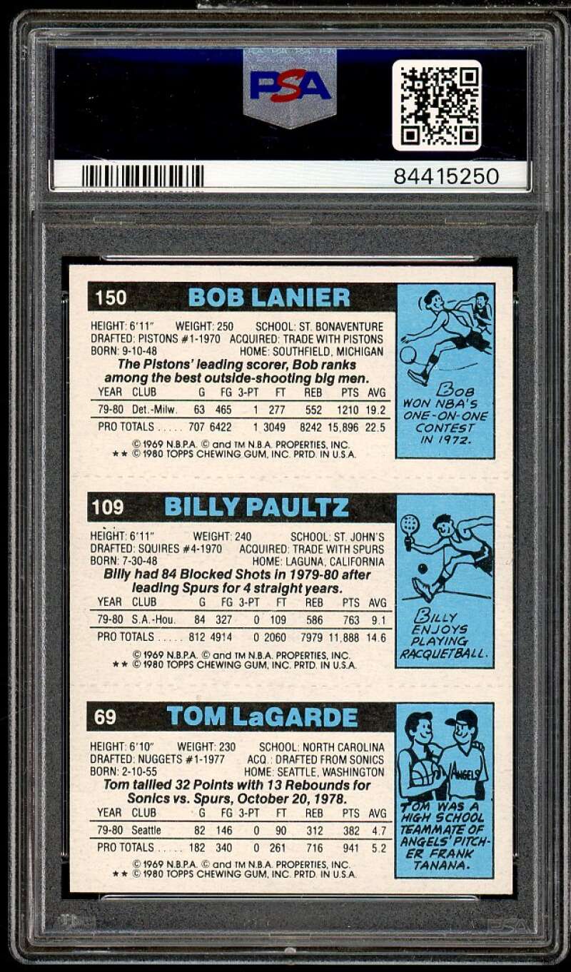 Tom LaGarde / Billy Paultz / Bob Lanier Card 1980-81 Topps #150 PSA 7 Image 2