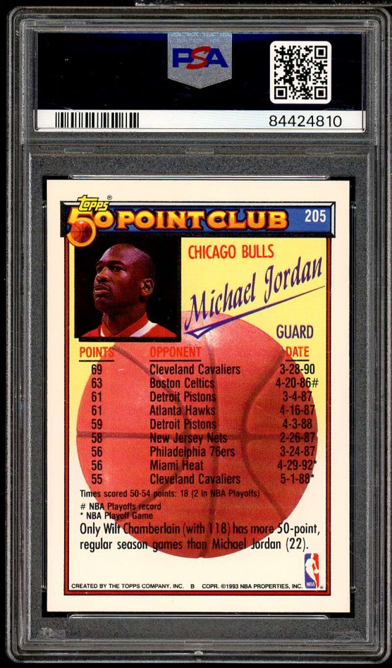 Michael Jordan Card 1992-93 Topps #205 PSA 6 Image 2