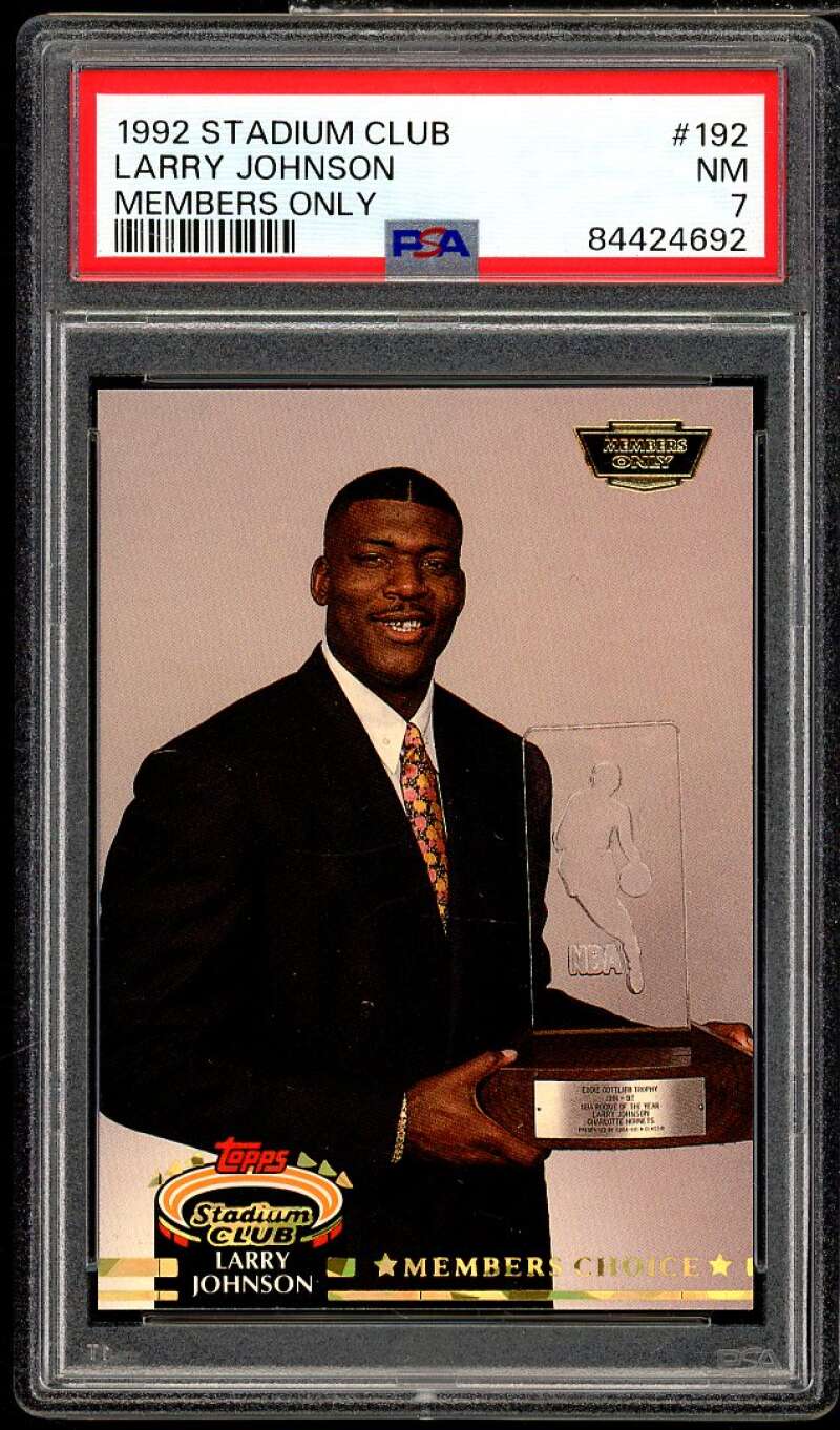 Larry Johnson Card 1992-93 Stadium Club Members Only #192 PSA 7 Image 1