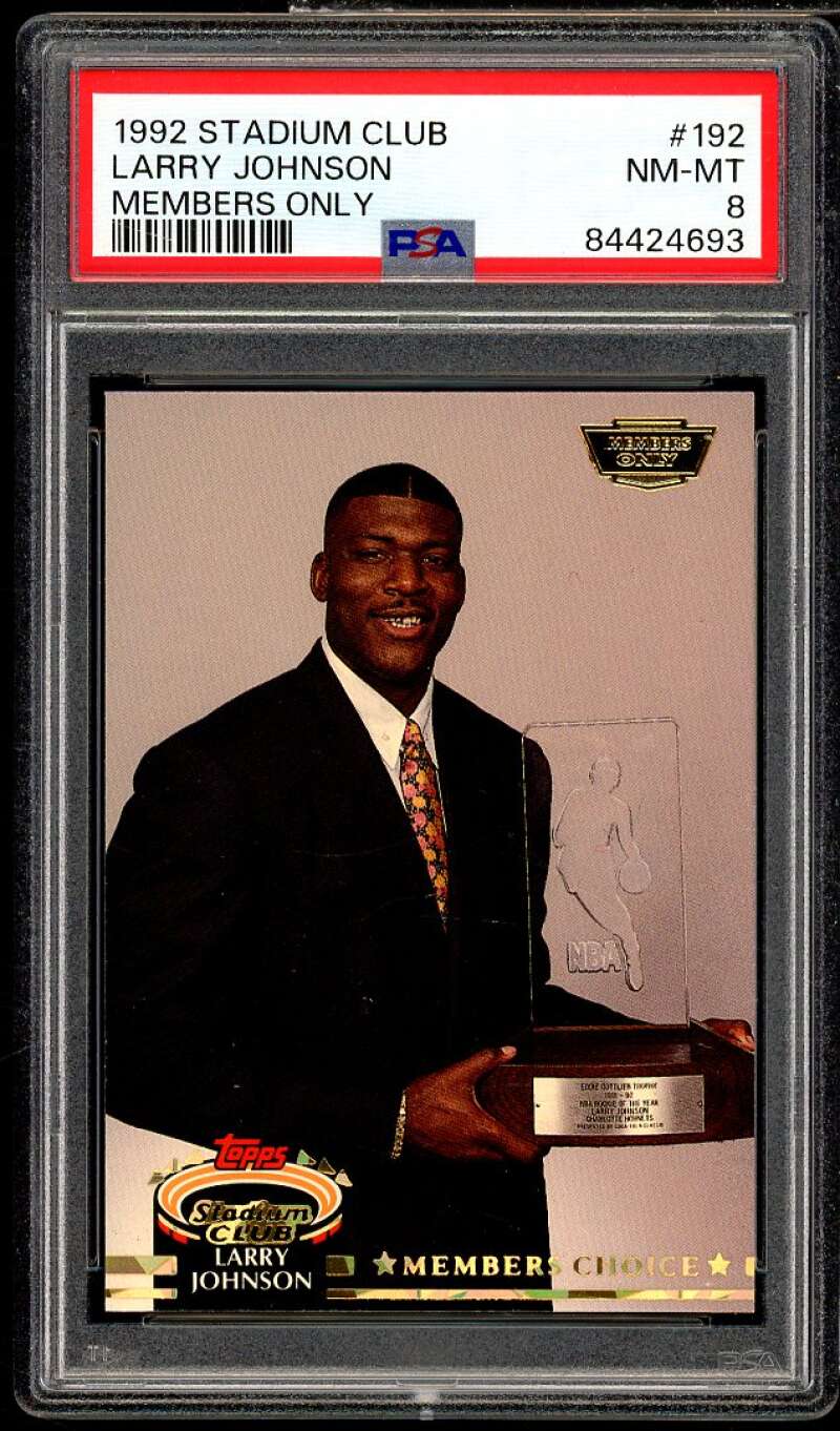 Larry Johnson Card 1992-93 Stadium Club Members Only #192 PSA 8 Image 1