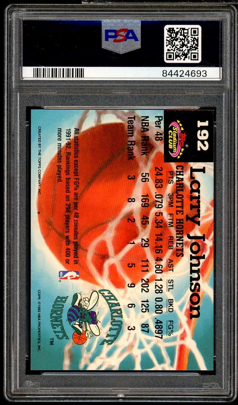 Larry Johnson Card 1992-93 Stadium Club Members Only #192 PSA 8 Image 2