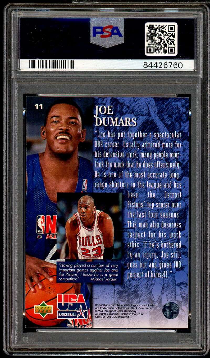 Joe Dumars Card 1994-95 Upper Deck USA #11 PSA 8 Image 2