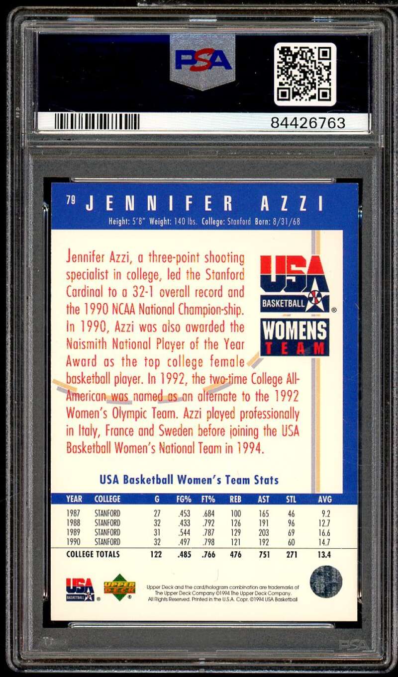 Jennifer Azzi Card 1994-95 Upper Deck USA #79 PSA 8 Image 2