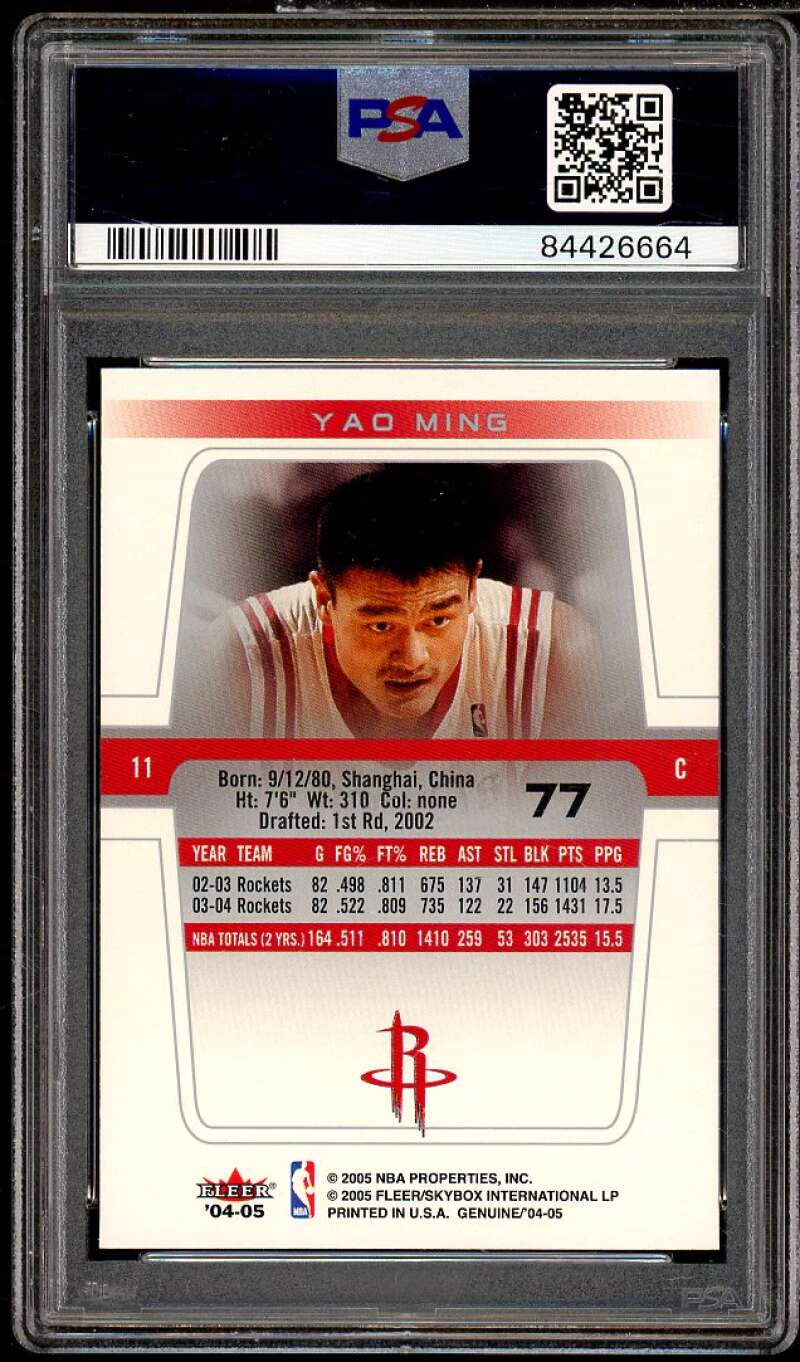 Yao Ming Card 2004-05 Fleer Genuine #77 PSA 8 Image 2