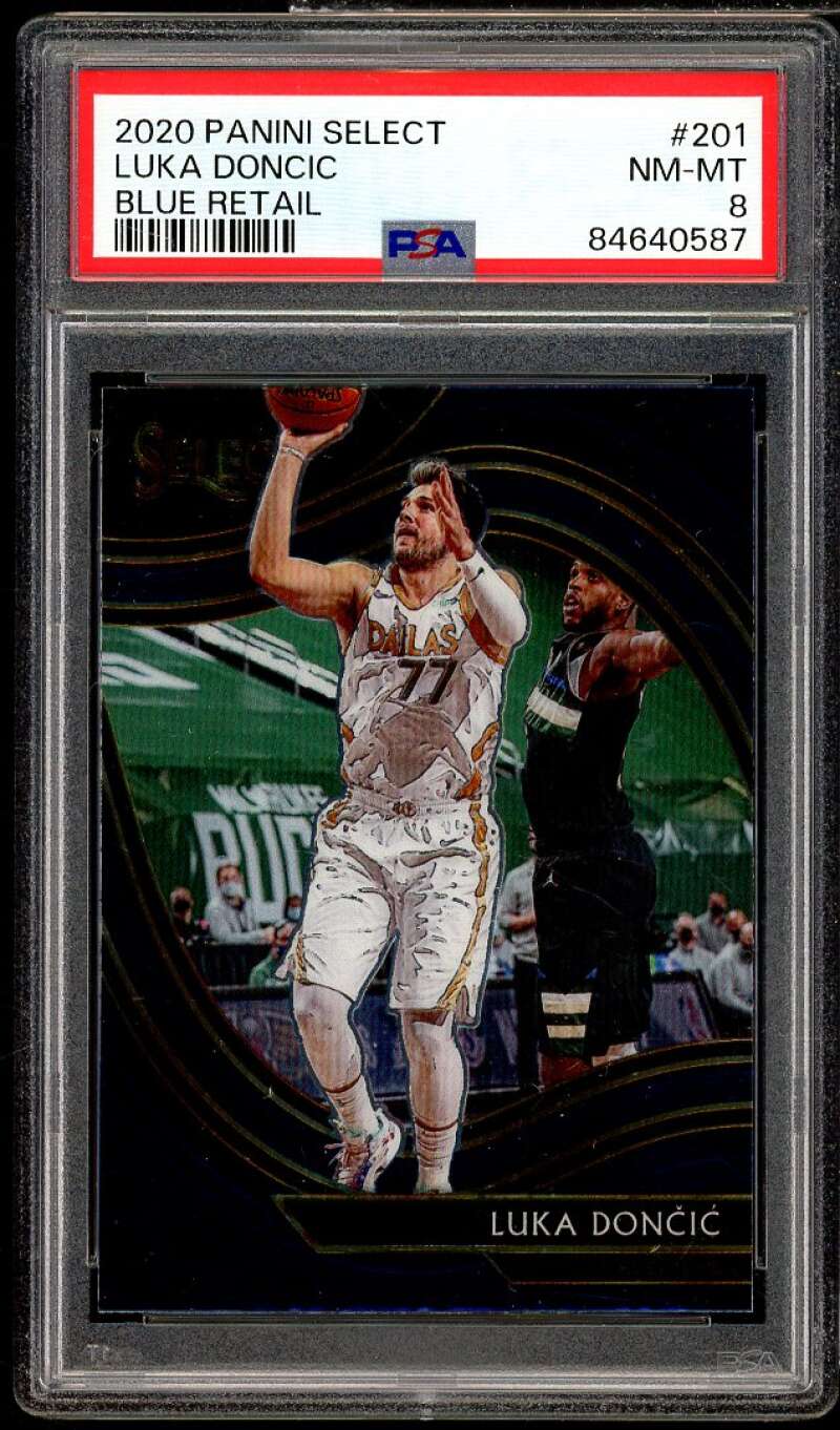 Luka Doncic Card 2020-21 Panini Select Blue Retail #201 PSA 8 Image 1